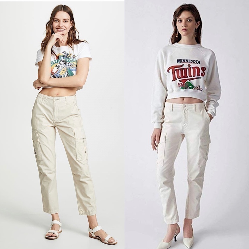 NWT RE/DONE 90s High Rise Cotton Canvas Ankle Cropped Utility Cargo Work Pant 27